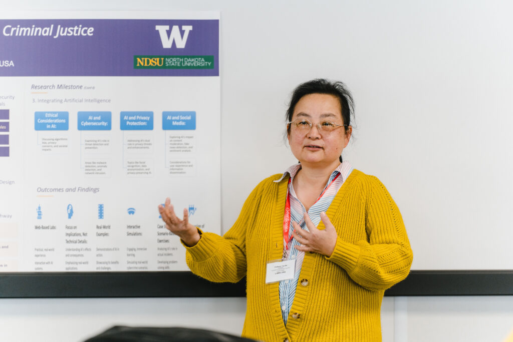 An academic presenting her research findings