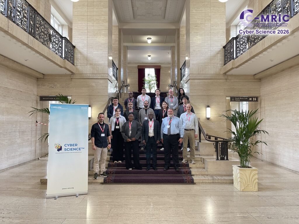 Delegates gathered on the staircase of a London conference venue